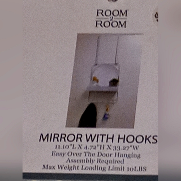 room to room Other - Rom to Room over the door hanging wall mirror with shelf and hooks white NWT